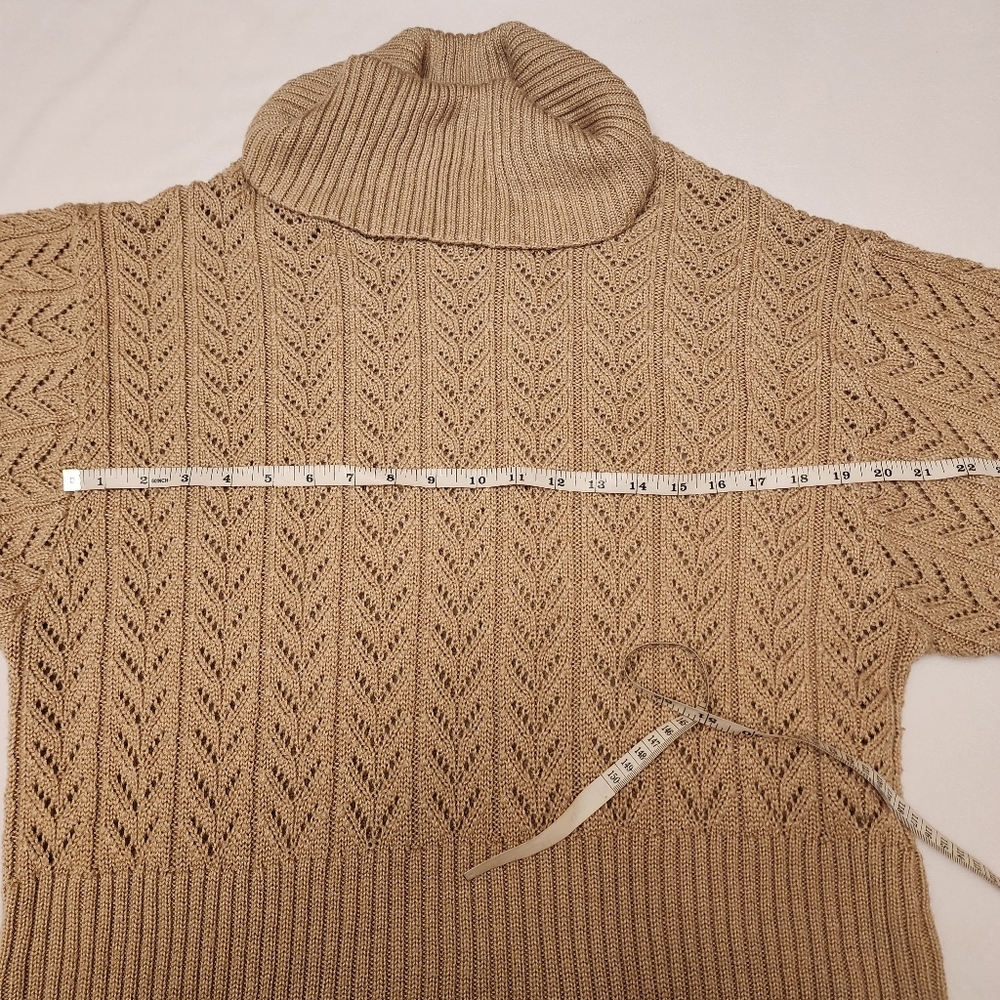 Tan Pullover Turtleneck Half Sleeve Sweater Size 14 - Picture 10 of 14